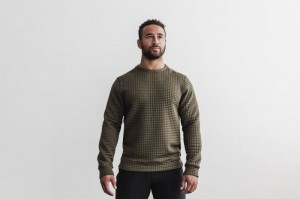 Nobull Quilted Crew Pullover Herren Grün | 65148-EXUM