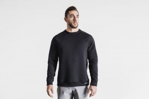 Nobull Quilted Crew Pullover Herren Schwarz | 25136-TOJM