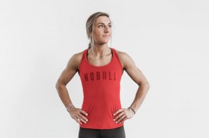 Nobull Racerback Bright Colors Muskelshirt Damen Rot | 79482-QUJD