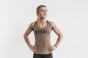 Nobull Racerback Classic Colors Muskelshirt Damen Braun | 82540-RHNU