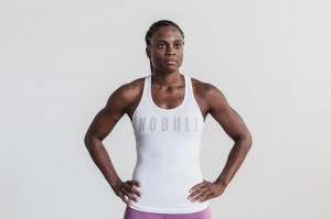 Nobull Racerback Classic Colors Muskelshirt Damen Weiß | 75368-QUIZ
