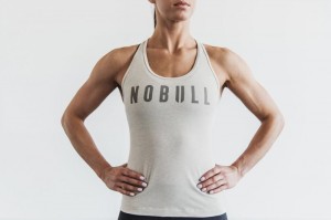 Nobull Racerback Classic Colors Muskelshirt Damen Weiß | 74963-OKRM