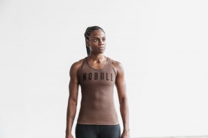 Nobull Racerback Classic Colors Muskelshirt Damen Braun | 69857-BDFH