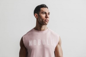 Nobull Sleeveless T-shirts Herren Rosa | 91650-JBRH
