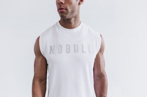 Nobull Sleeveless T-shirts Herren Weiß | 20851-CFYU