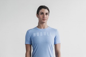 Nobull Slim Fit T-shirts Damen Blau | 16258-ECBL