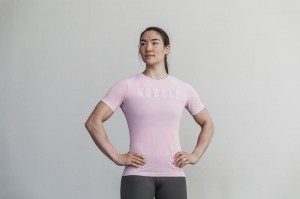 Nobull Slim Fit T-shirts Damen Rosa | 15278-REQY