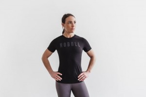 Nobull Slim Fit T-shirts Damen Schwarz | 95871-NWXE