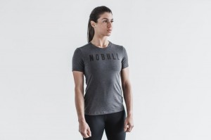 Nobull Slim Fit T-shirts Damen Tiefesgrau | 46281-EWAS