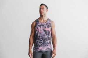 Nobull Tie-Dye Muskelshirt Herren Rosa Schwarz | 49570-WOTM