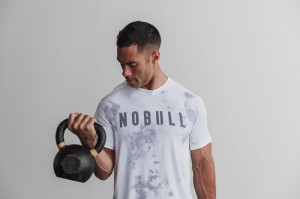 Nobull Tie-Dye T-shirts Herren Weiß | 46539-CLZQ