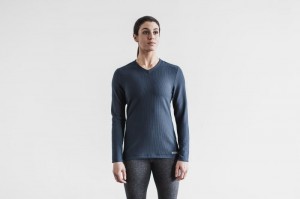 Nobull V-Neck Long Sleeve Waffle Sweatshirts Damen Navy | 04859-XEQL