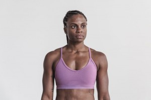Nobull V-Neck Matte Sport BH Damen Lila | 03854-WDYV