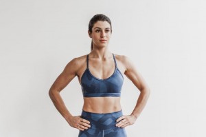 Nobull V-Neck Toomey Sport BH Damen Blau | 94756-YQER