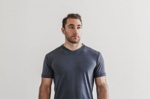 Nobull V-Neck T-shirts Herren Navy | 61048-IZDW