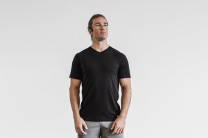 Nobull V-Neck T-shirts Herren Schwarz | 08752-CBHZ
