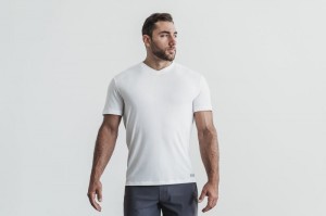 Nobull V-Neck T-shirts Herren Weiß | 87326-CZIK