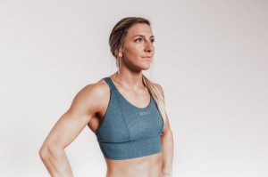 Nobull Wide Band Plush Heather Sport BH Damen Türkis | 62935-QJID