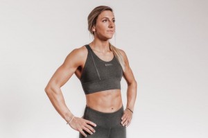 Nobull Wide Band Plush Heather Sport BH Damen Grau | 53248-DOMK