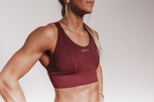 Nobull Wide Band Plush Heather Sport BH Damen Rot | 23698-KTXM