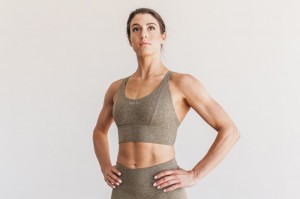 Nobull Wide Band Plush Heather Sport BH Damen Braun | 87539-MVZT